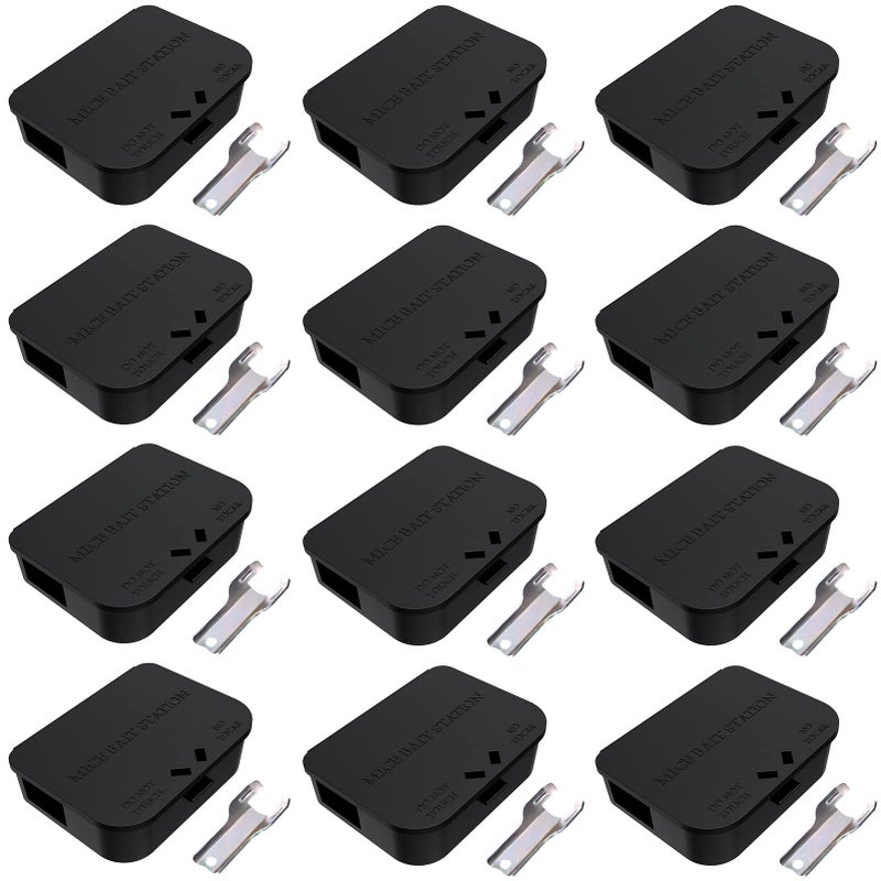 Anblak Mouse Stations with Keys 12 Pack, Keyless Design and Key Required Mouse Stations, Mice Stations, Keeps Children and Pets Safe Indoor & Outdoor, Black - Image 1